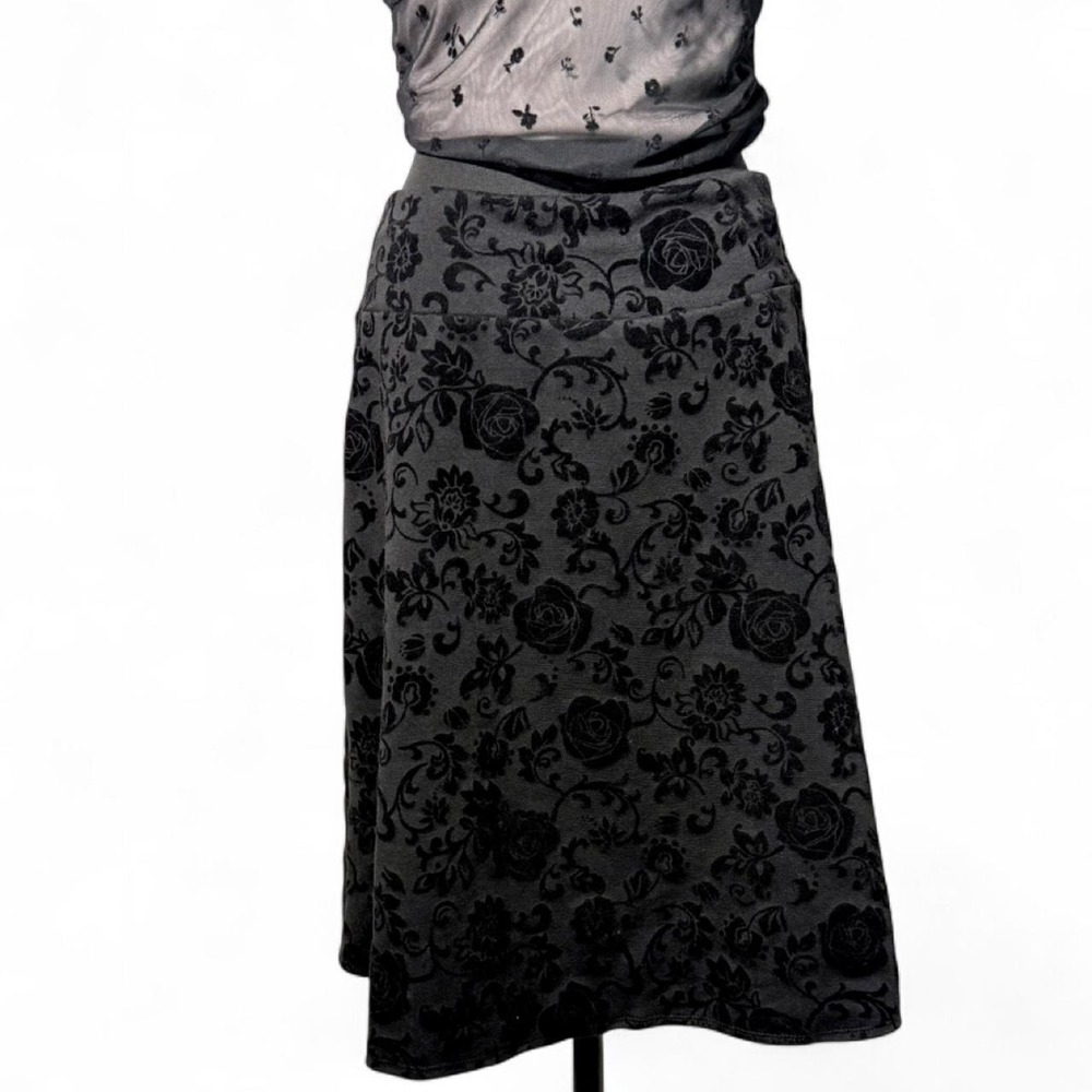 Joe B Black Flocked Floral Midi Skirt Size M
